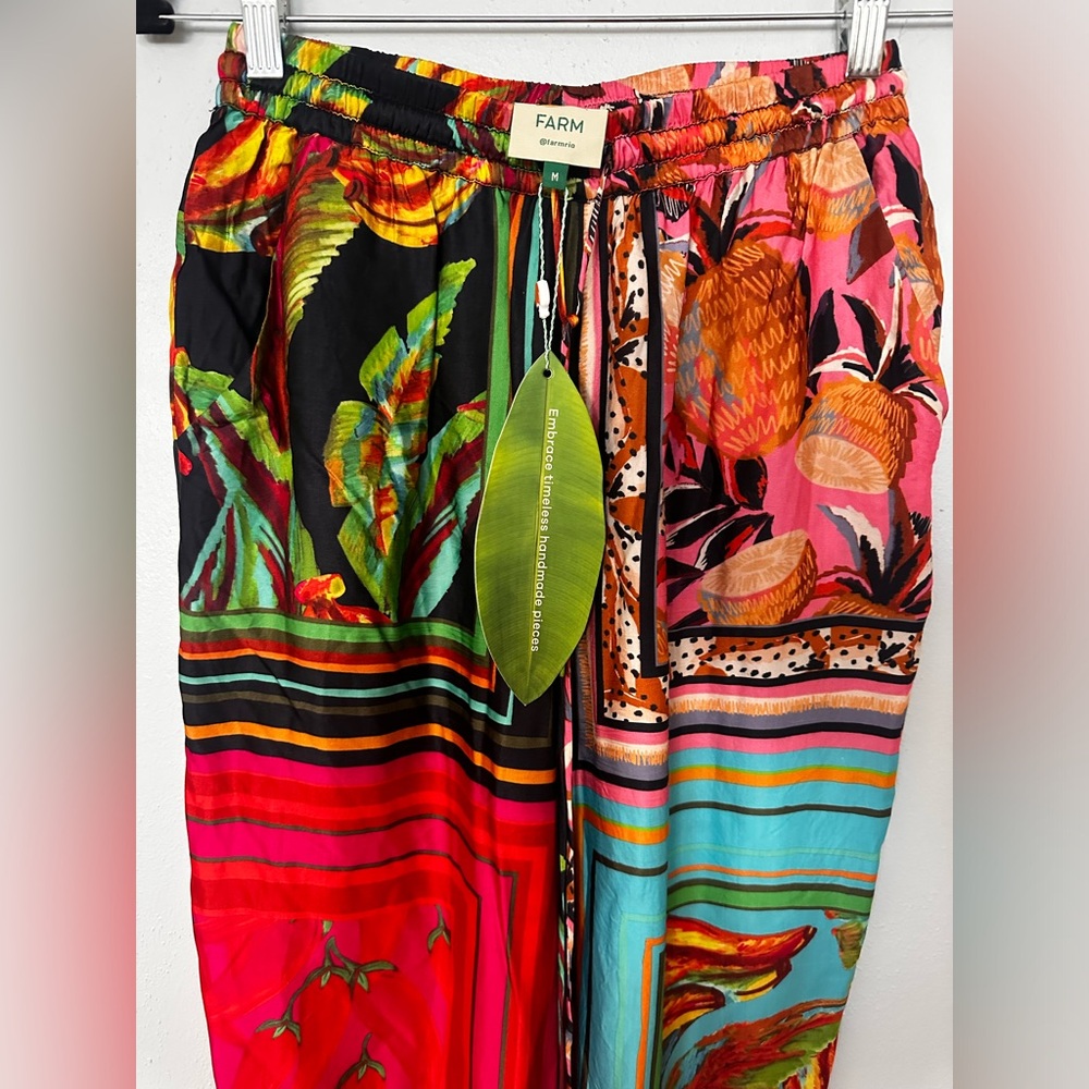 Farm Rio Mixed Scarf Pants Multi Size M - Picture 6 of 6